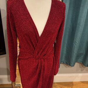 Valentine, Sparkling Red, party Long Sleeve Dress